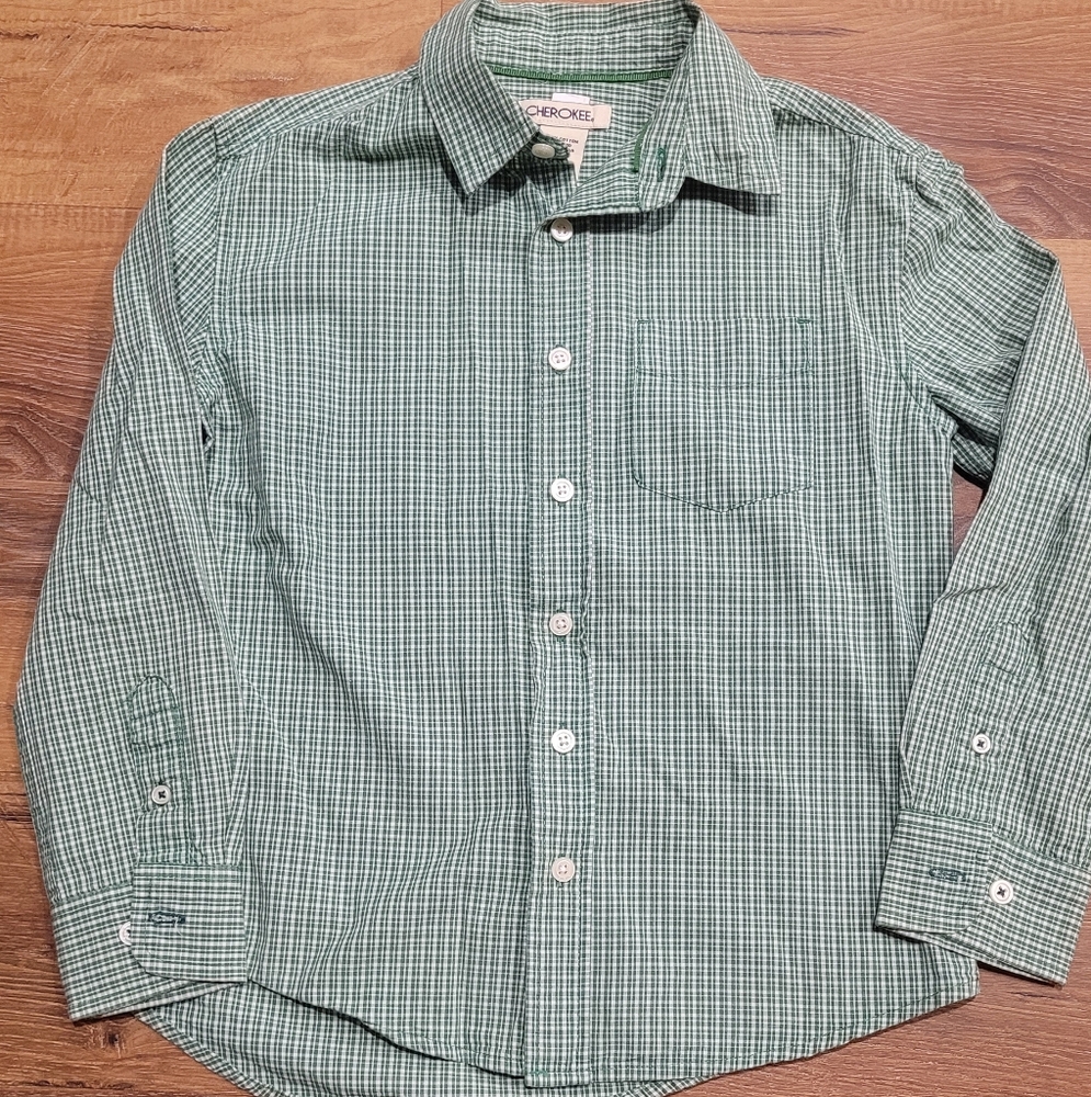 Cherokee Kids Green Plaid Casual Shirt